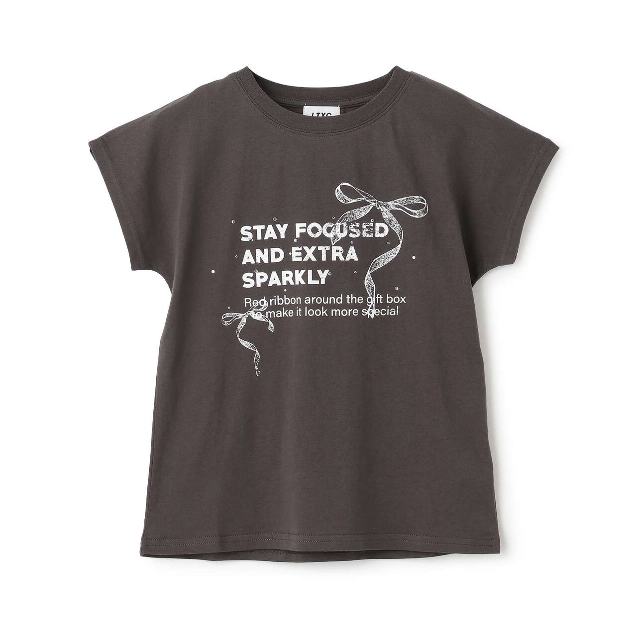 [LTXC/Cotton 100%] Ribbon Illustration Cropped Short-Sleeve T-Shirt in Black,Cream, large image number 11
