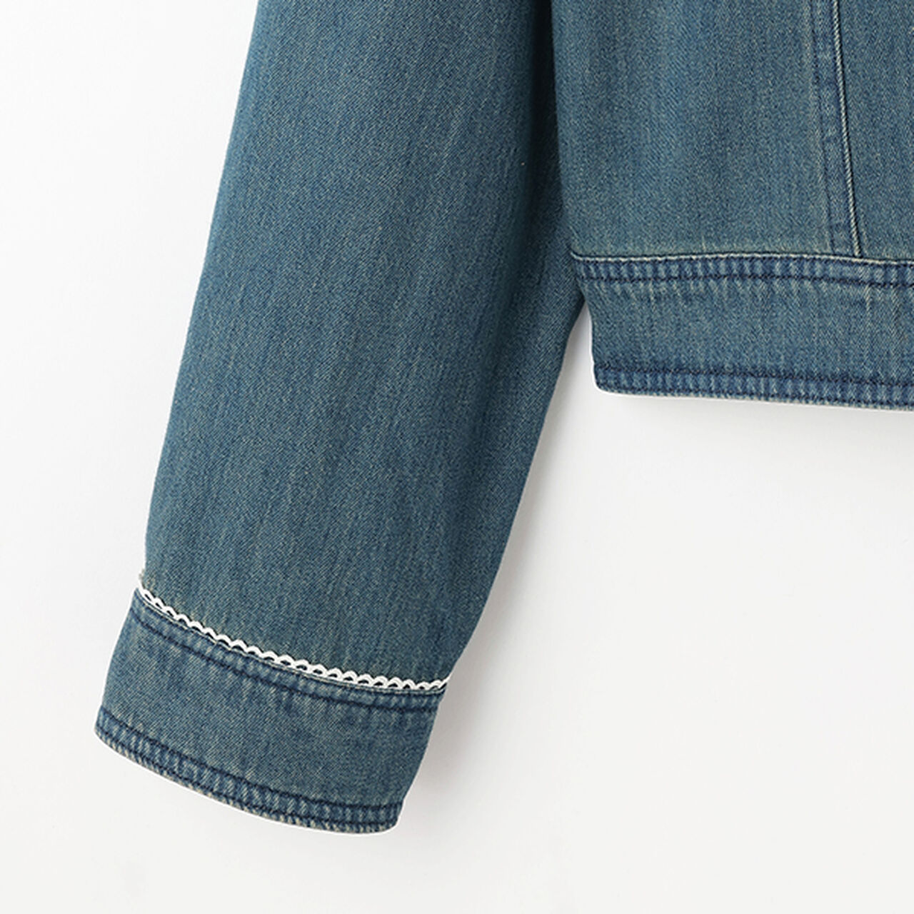 Collarless Denim Jacket,Deep blue, large image number 3