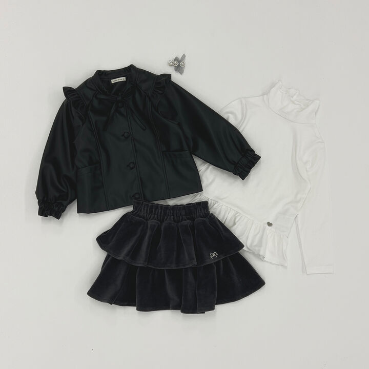 Plush Velour Coordinatable Tiered Skirt,Black, medium image number 12