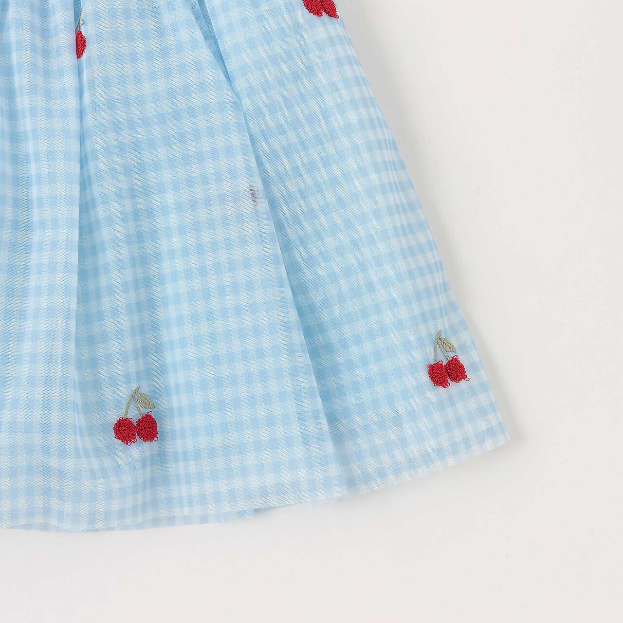 Cherry Embroidered Tulle Skirt,Blue, large image number 3