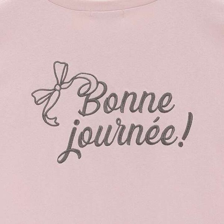 Ribbon Embroidered Half T-Shirt,Mocha tea, medium image number 2