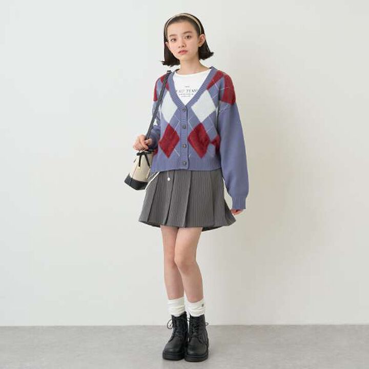 Argyle Shaggy Cardigan T-Shirt Set,Gray, medium image number 11