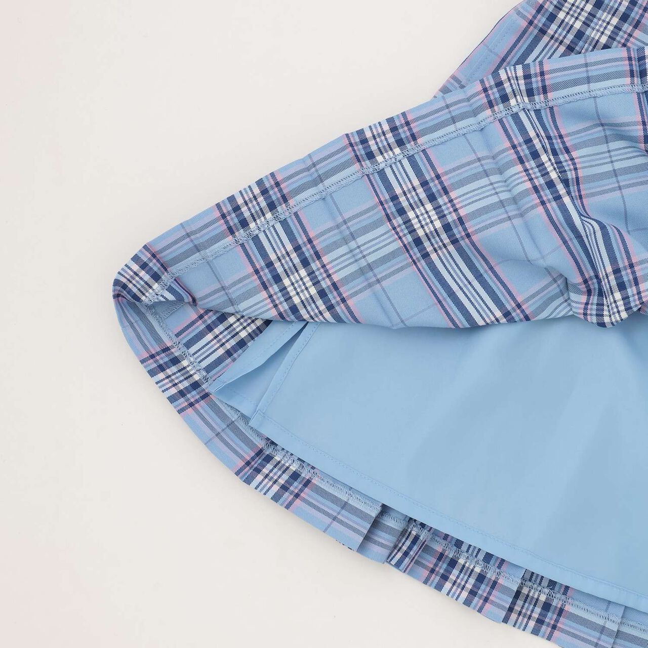 Lame Pleated Skirt with Belt,Sax blue, large image number 8