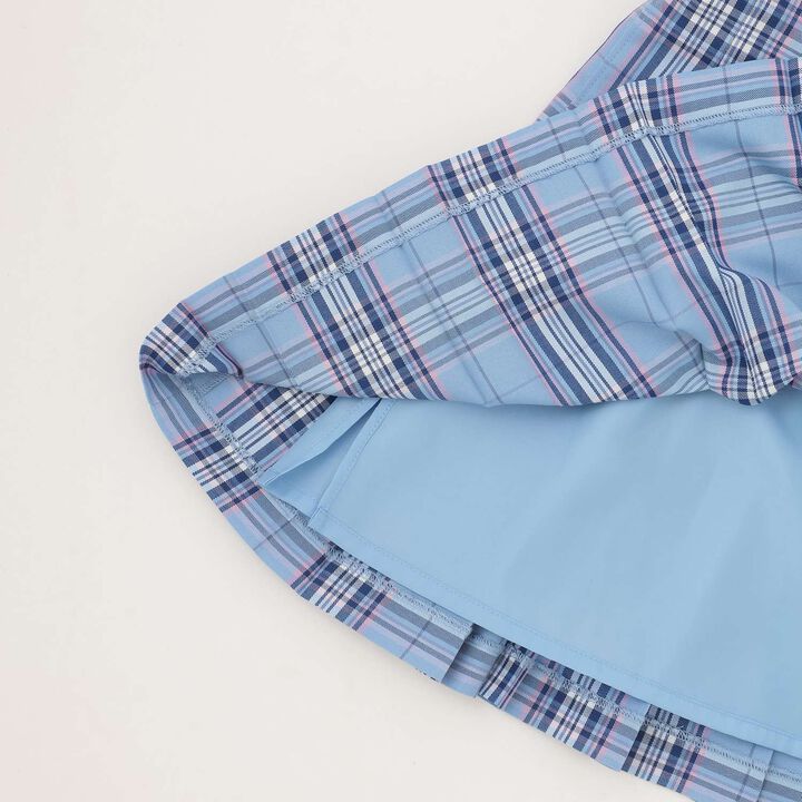 Lame Pleated Skirt with Belt,Sax blue, medium image number 8