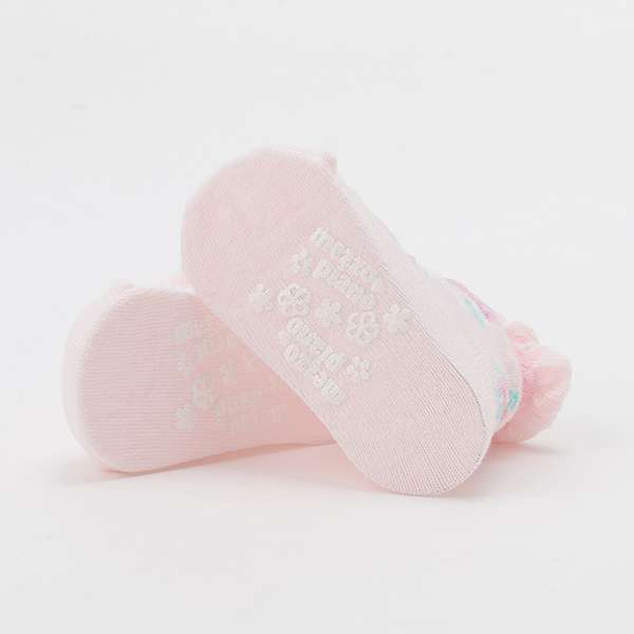 Stripe Floral Pattern Socks,Off white, large image number 5