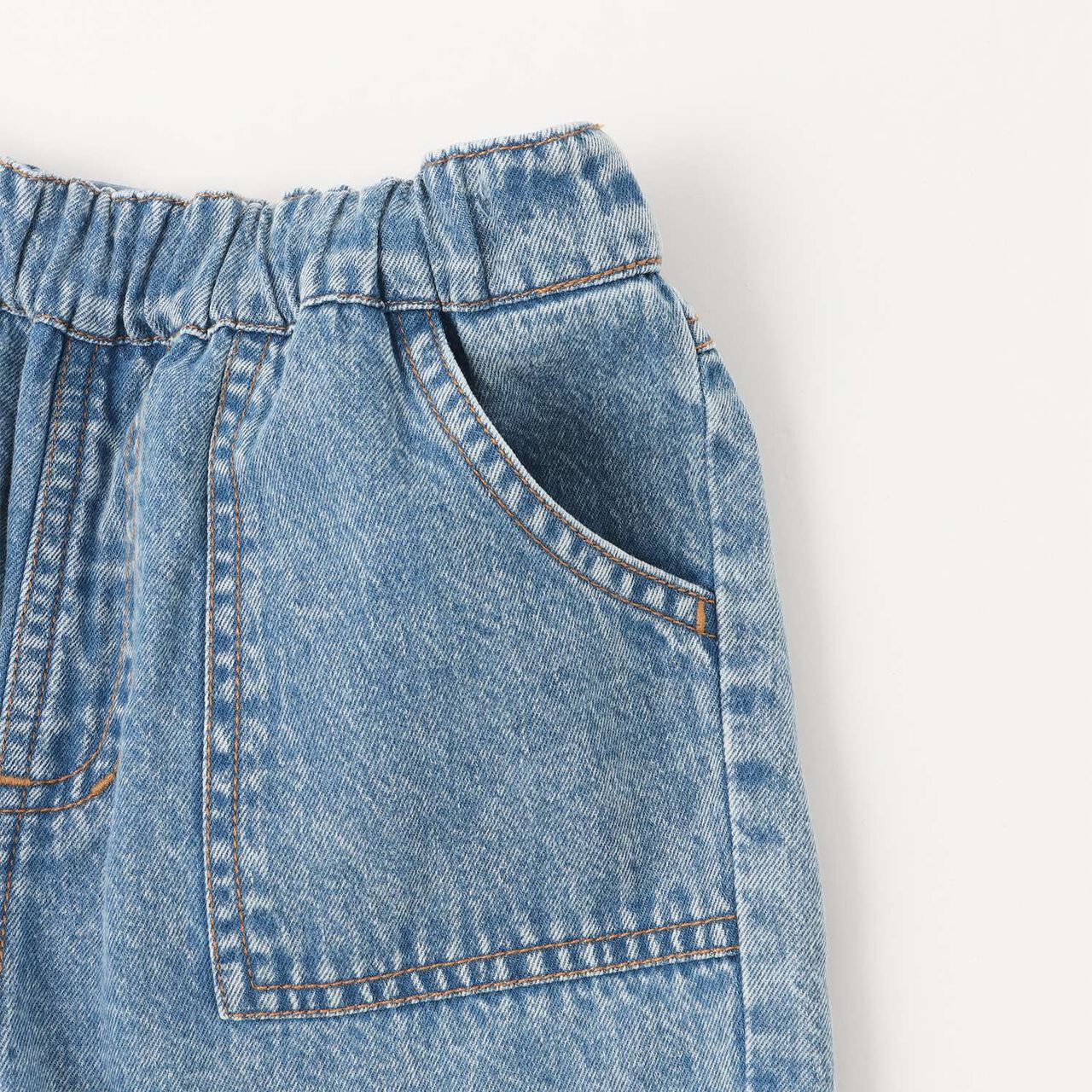 [Cool Touch] Bleached Denim Half Pants,Light gray, large image number 4