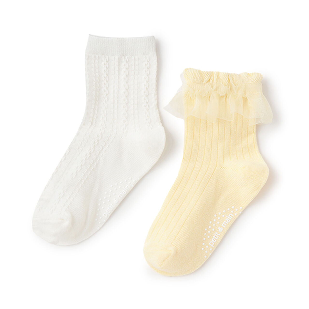 Frill Float Crew Socks 2P,Yellow, large image number 0