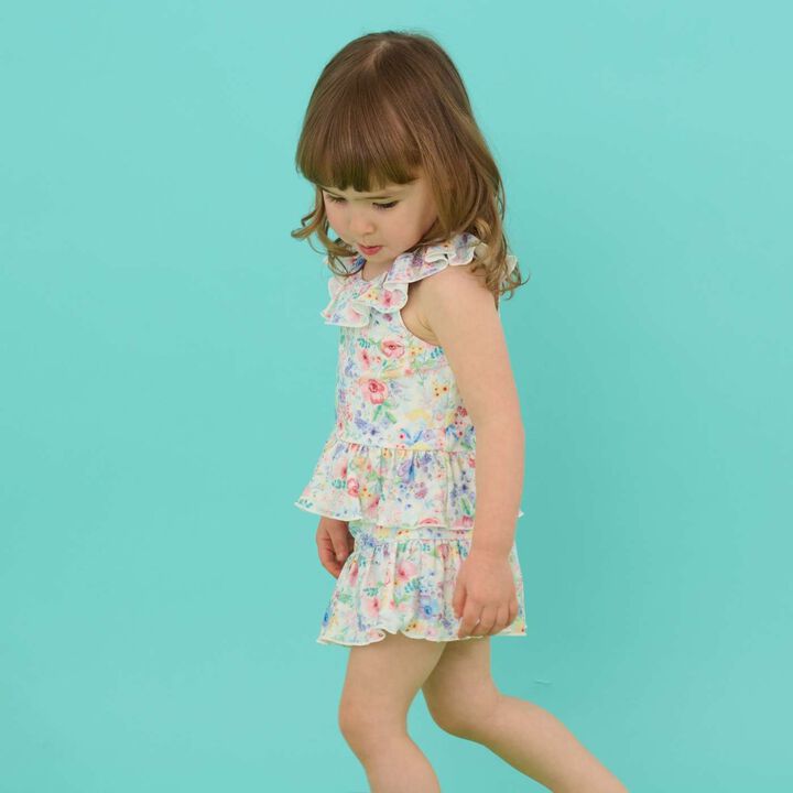 [SWIM] Girls' Floral Pattern Two-Piece Swimsuit [UV Protection],Pink, medium image number 13