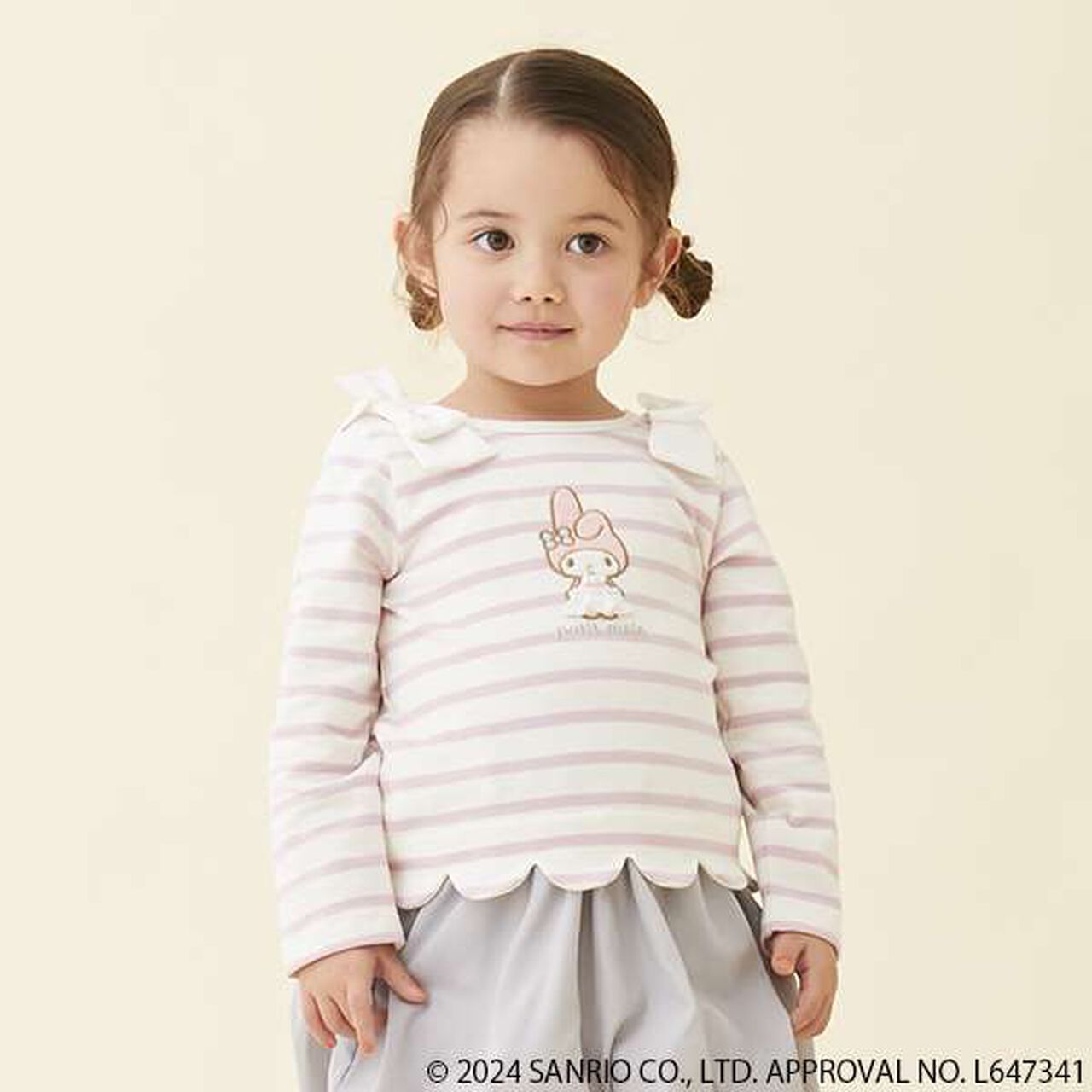 [Sanrio Characters] Appliqu&eacute; Scallop Long Sleeve T-Shirt,Light pink, large image number 0