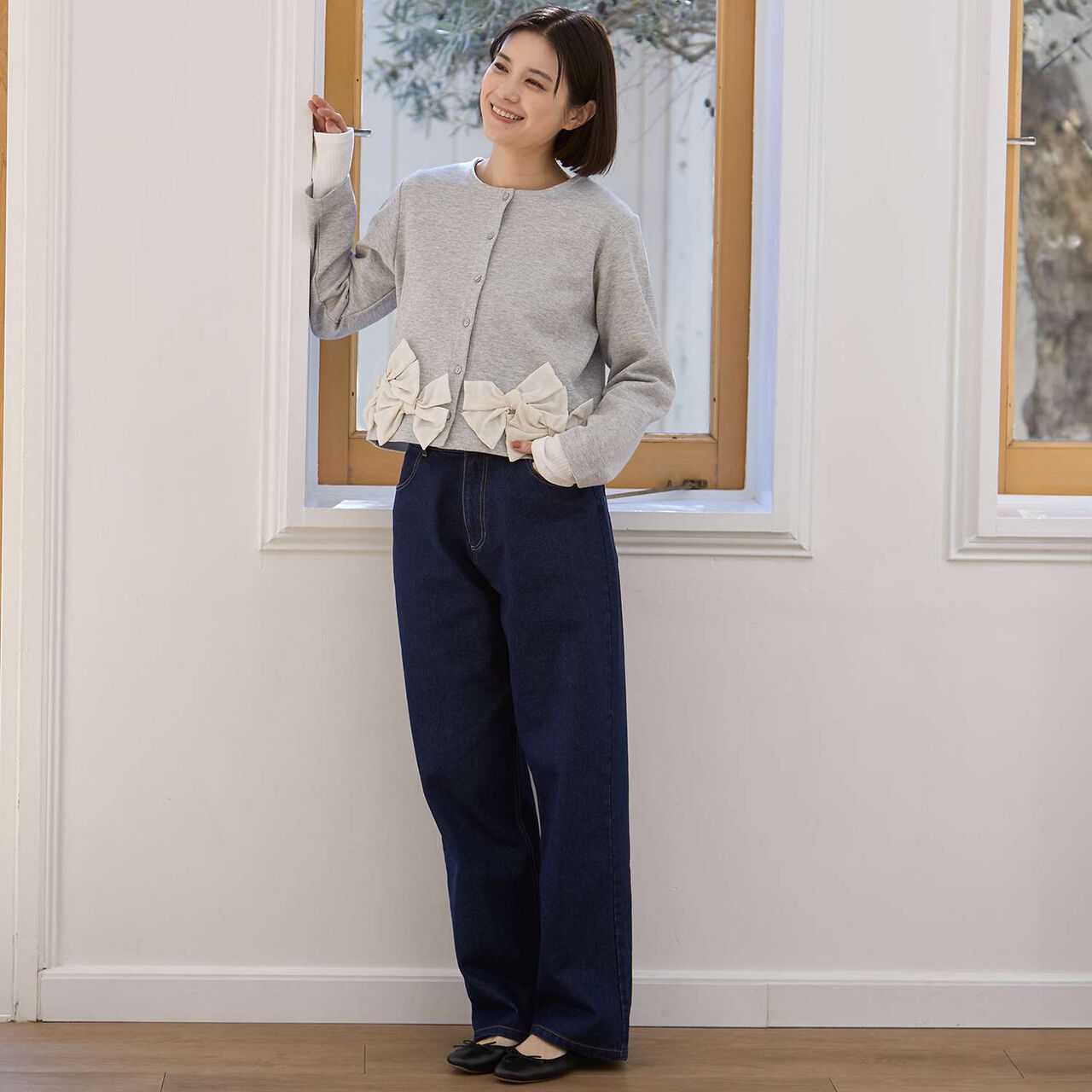 Barrel Leg Denim Pants,Navy, large image number 4