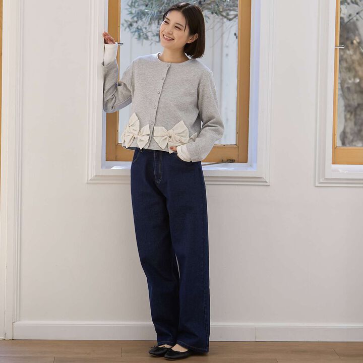 Barrel Leg Denim Pants,Navy, medium image number 4