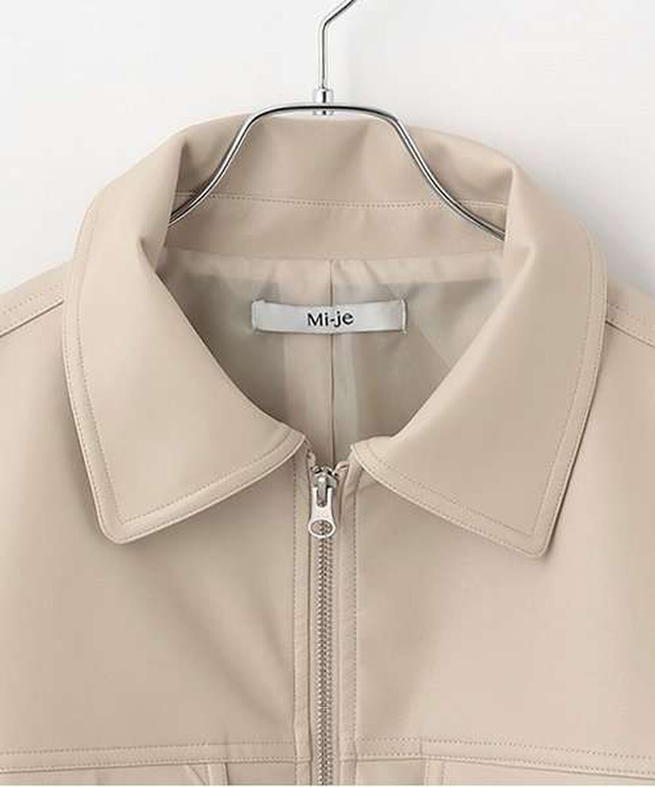 Compact Leather Jacket,Ivory, large image number 13