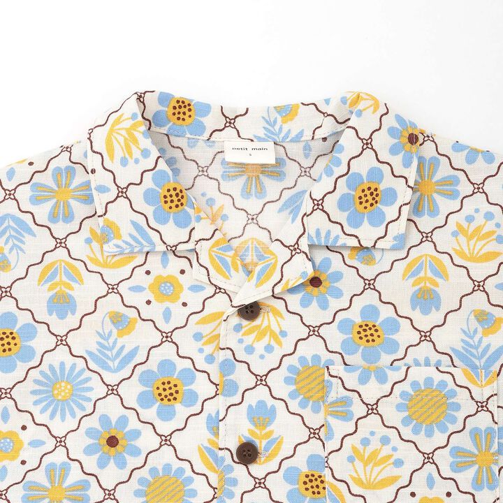 [Link] Cotton Rayon All-Over Pattern Open-Collar Shirt,Multi color, medium image number 12