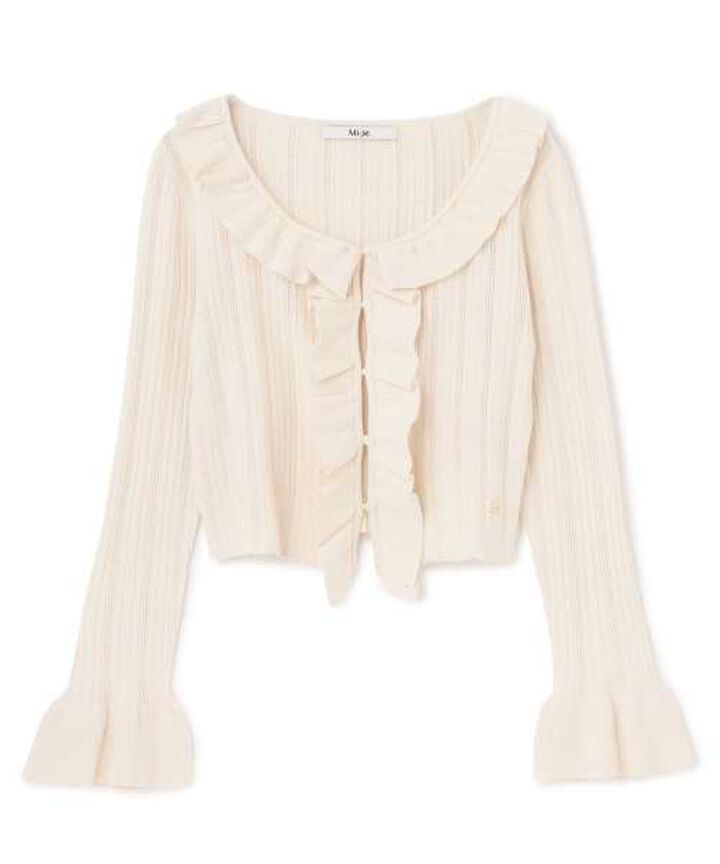 Many Frill Lace Cardigan,Ivory, medium image number 5