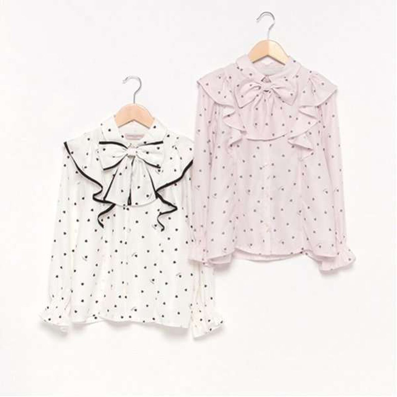 Frill Blouse with Bow Tie and Heart Pattern,Off white, large image number 16