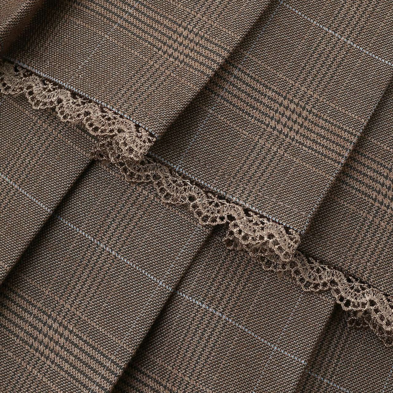 Trim Lace Double Layer Pleated Skirt-Pants,Black, large image number 9