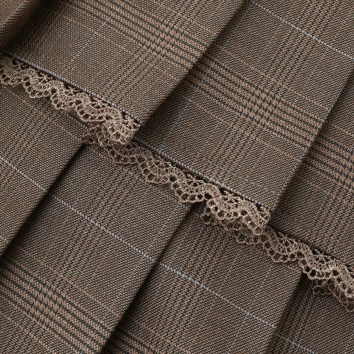 Trim Lace Double Layer Pleated Skirt-Pants,Black, medium image number 9