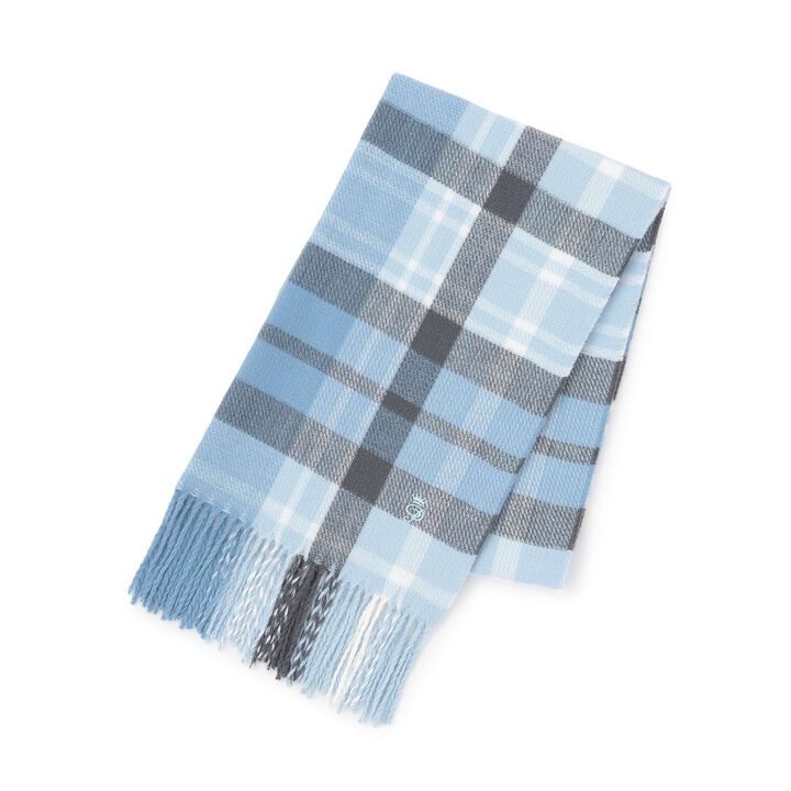 [Static-Free] Cashmere Touch Checkered Scarf,Navy, medium image number 6