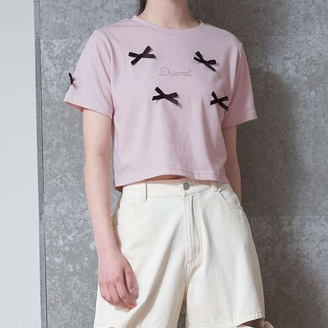 Ribbon Half T-Shirt,Top gray, large image number 14