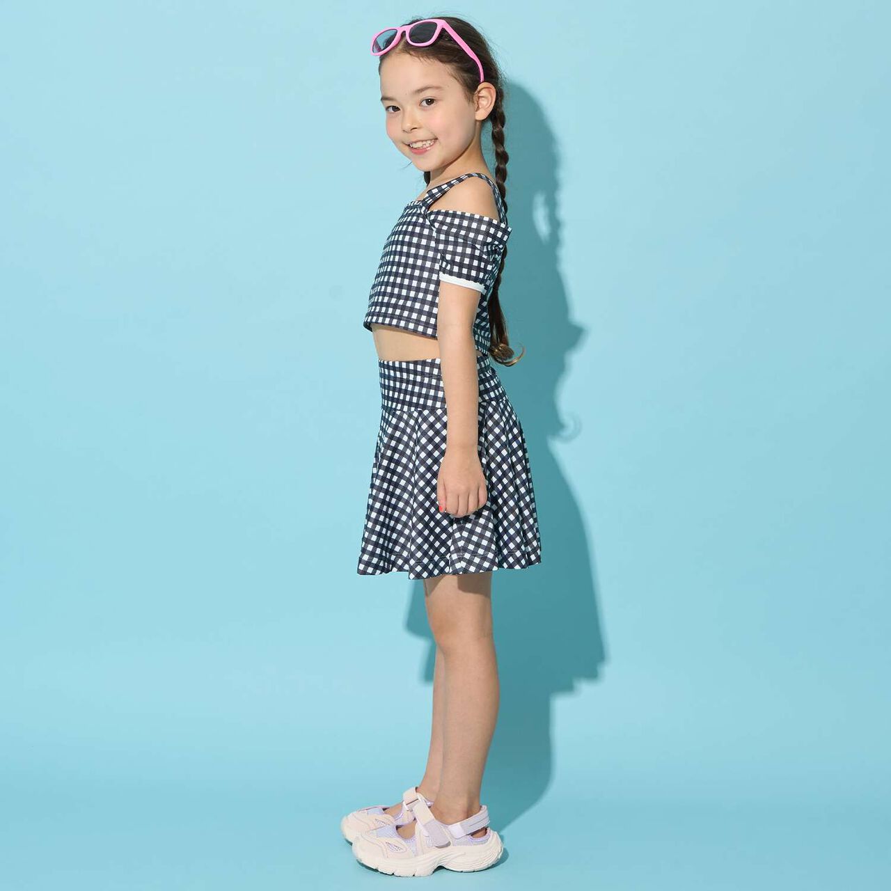 [UV Protection/SWIM] Off-Shoulder Top with Flare Skirt Pants,Black, large image number 25