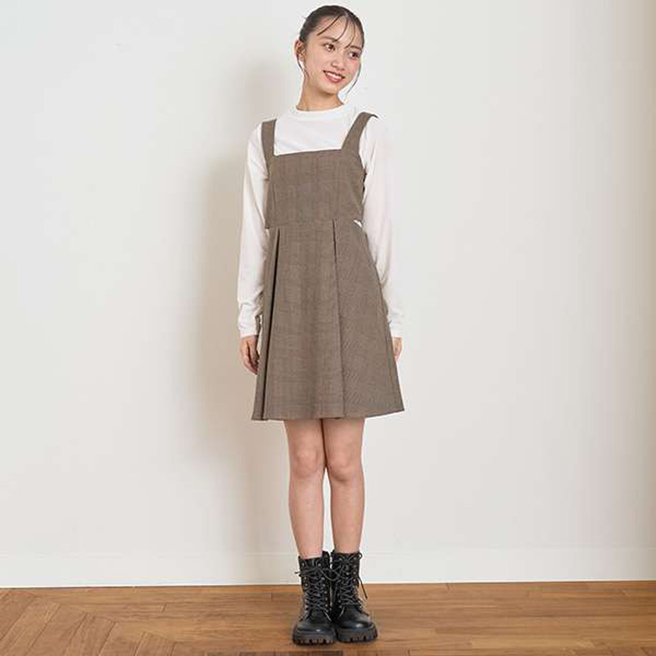 [DHOLIC] Inner Lining Included Jumper Skirt,Mocha tea, large image number 0