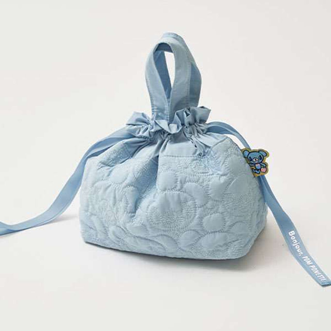 Mint-kun All-Over Pattern Embroidered Drawstring Tote,Sax blue, large image number 0