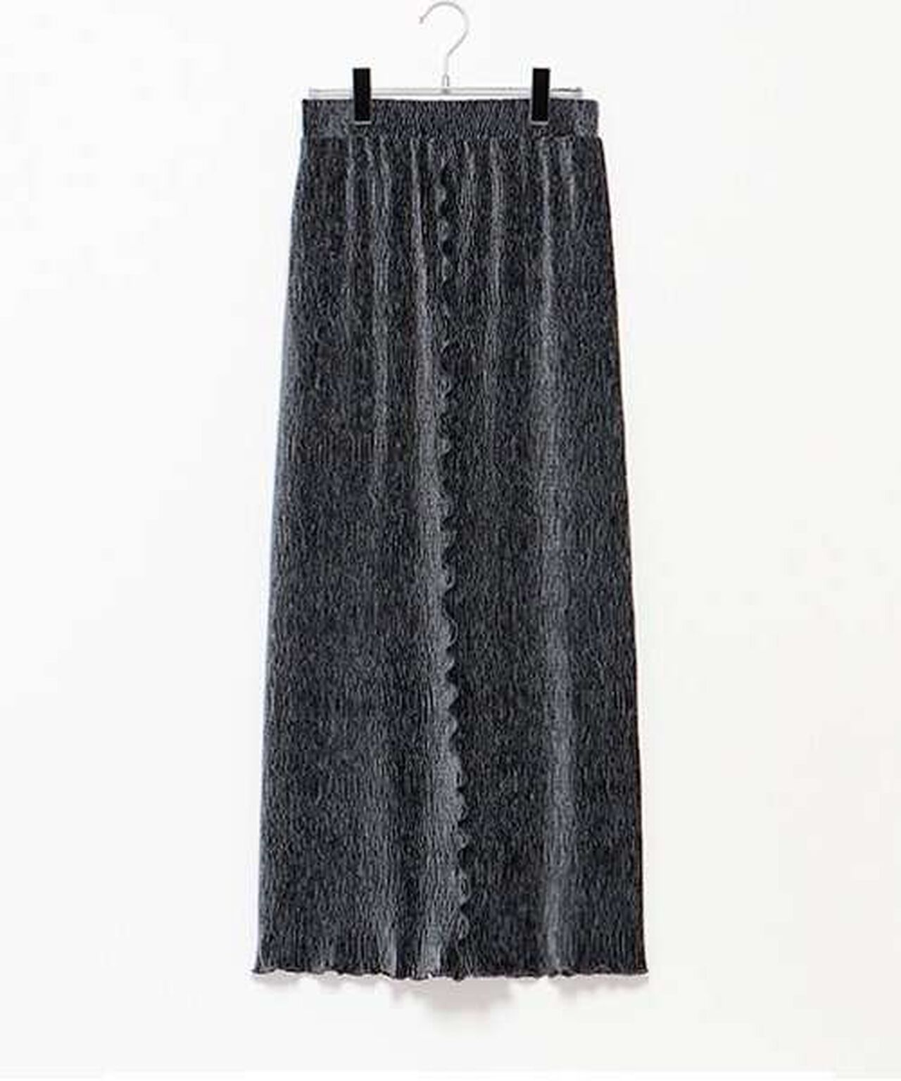 Velour Pleated Skirt,Blue gray, large image number 0