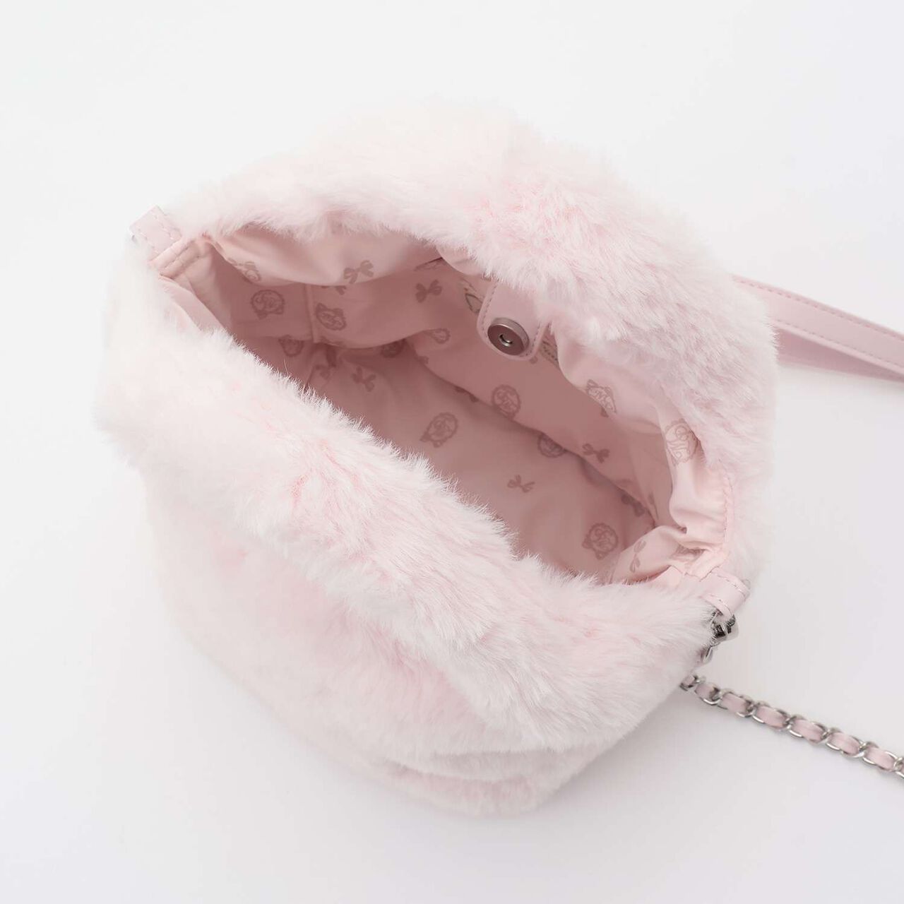 Faux Fur Shoulder Bag with Pearl & Rhinestone Accents,Ivory, large image number 9