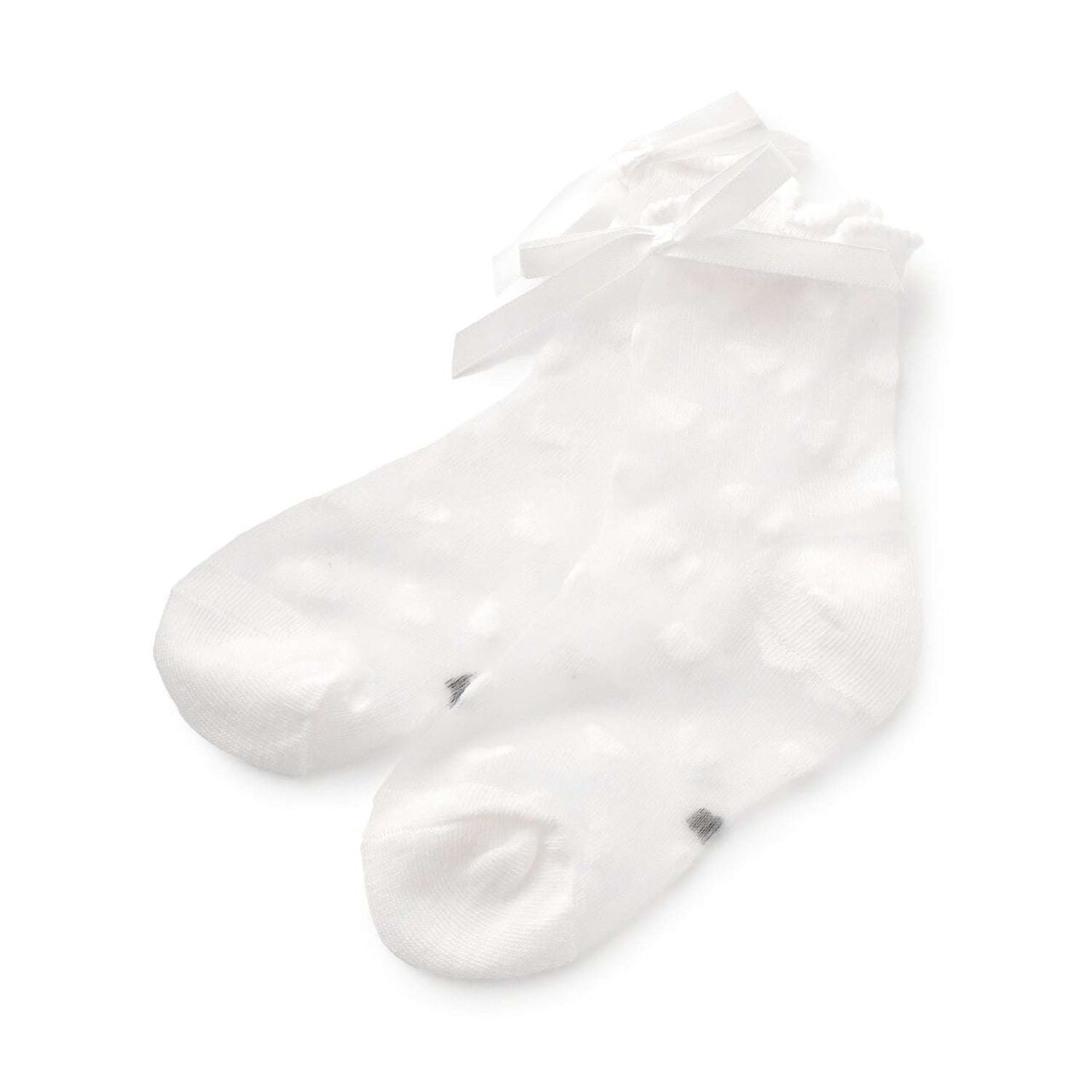Sheer Crew Socks,Off white, large image number 1