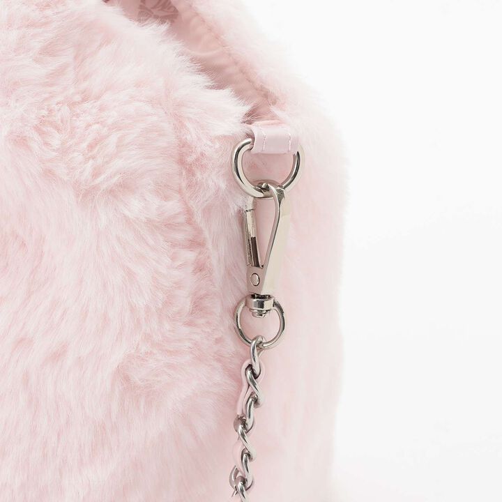 Faux Fur Shoulder Bag with Pearl & Rhinestone Accents,Ivory, medium image number 5