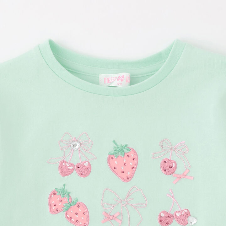 Strawberry Cherry Appliqu&eacute; Long-Sleeve T-Shirt,Light pink, medium image number 2