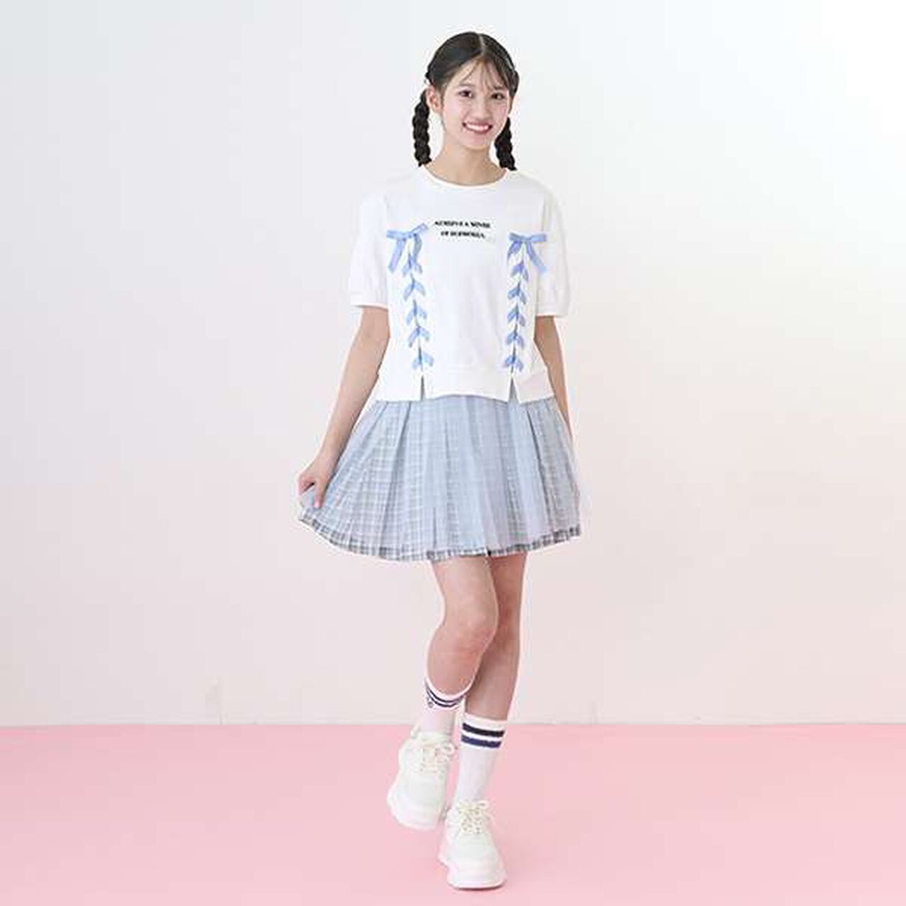 Puff Sleeve Lace-Up T-Shirt,Off white, large image number 11