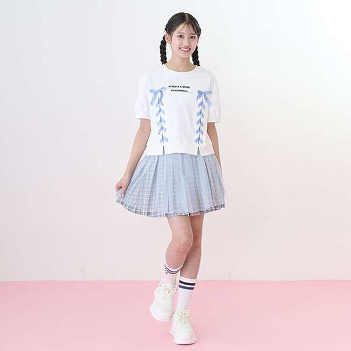 Puff Sleeve Lace-Up T-Shirt,Off white, medium image number 11