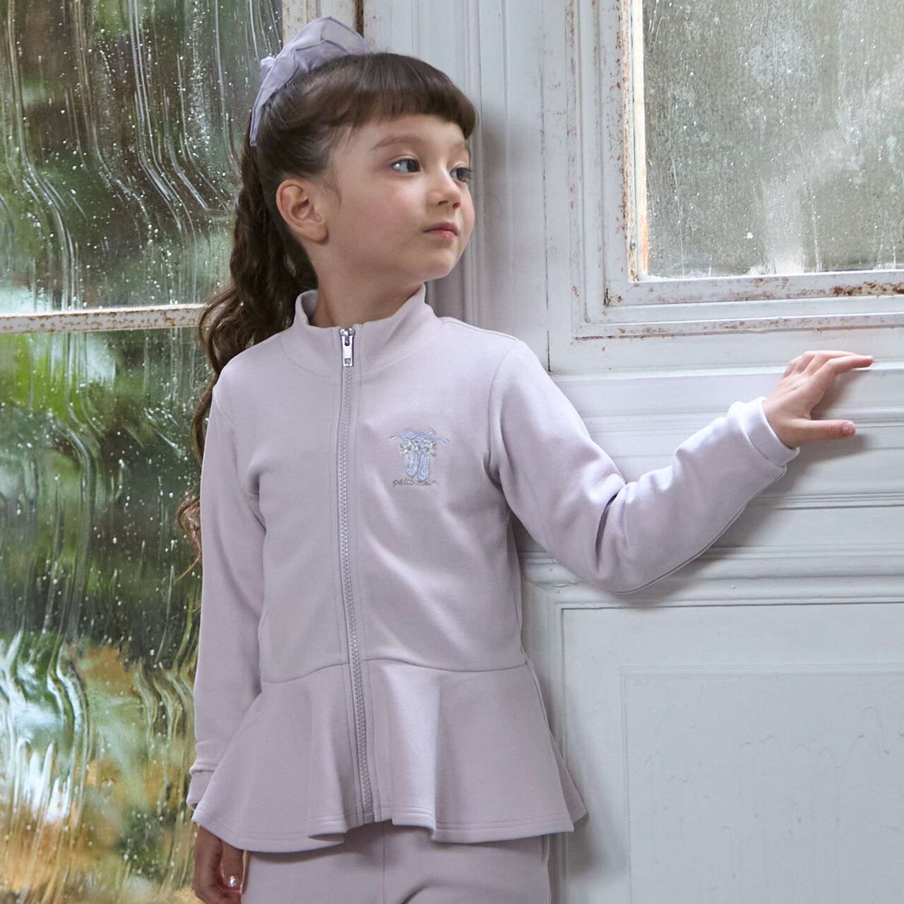 Ballet Peplum Zip-Up Pants Set,Light pink, large image number 2