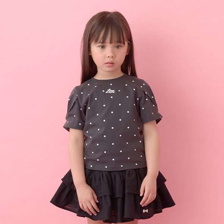 [Soft Cotton] Assorted All-Over Pattern T-Shirt with Tuck Sleeves,Charcoal gray, medium image number 0