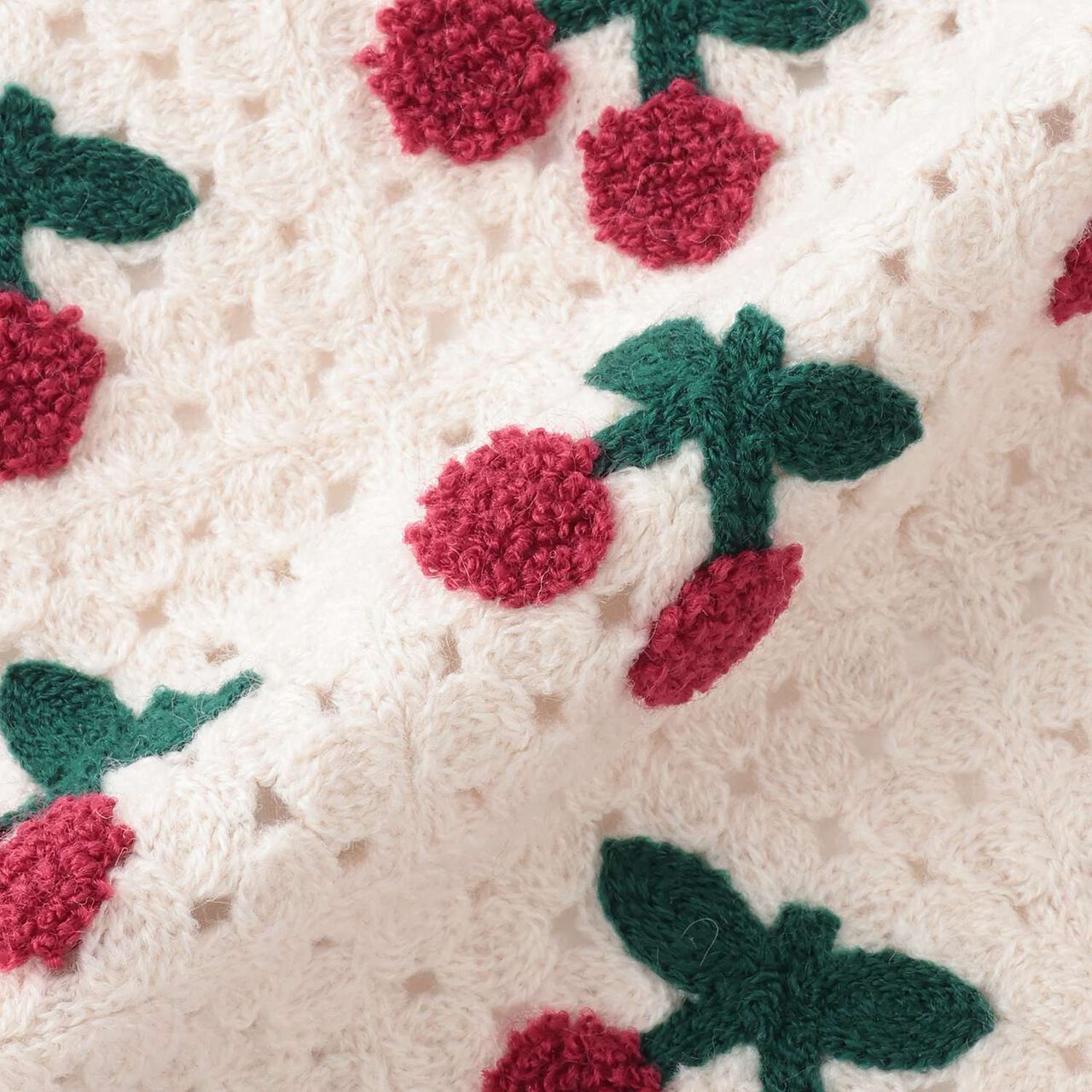 Black Crochet Scarf,Red, large image number 8