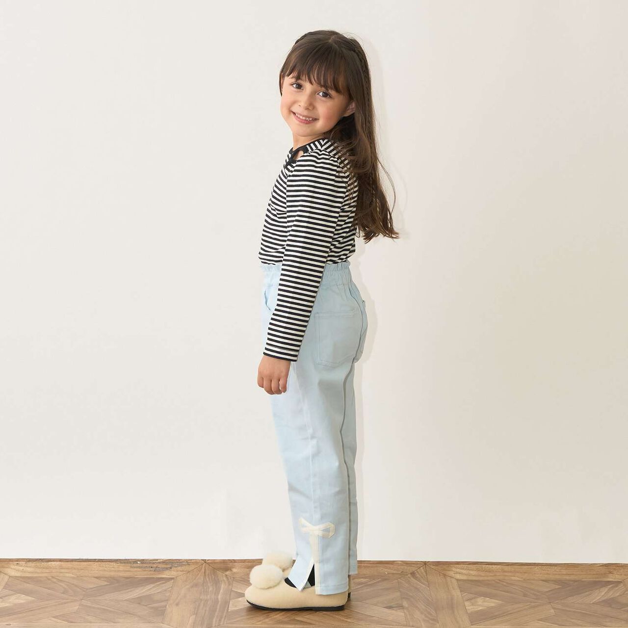 Decorative Ribbon Side Slit Stretch Pants,Ivory, large image number 33