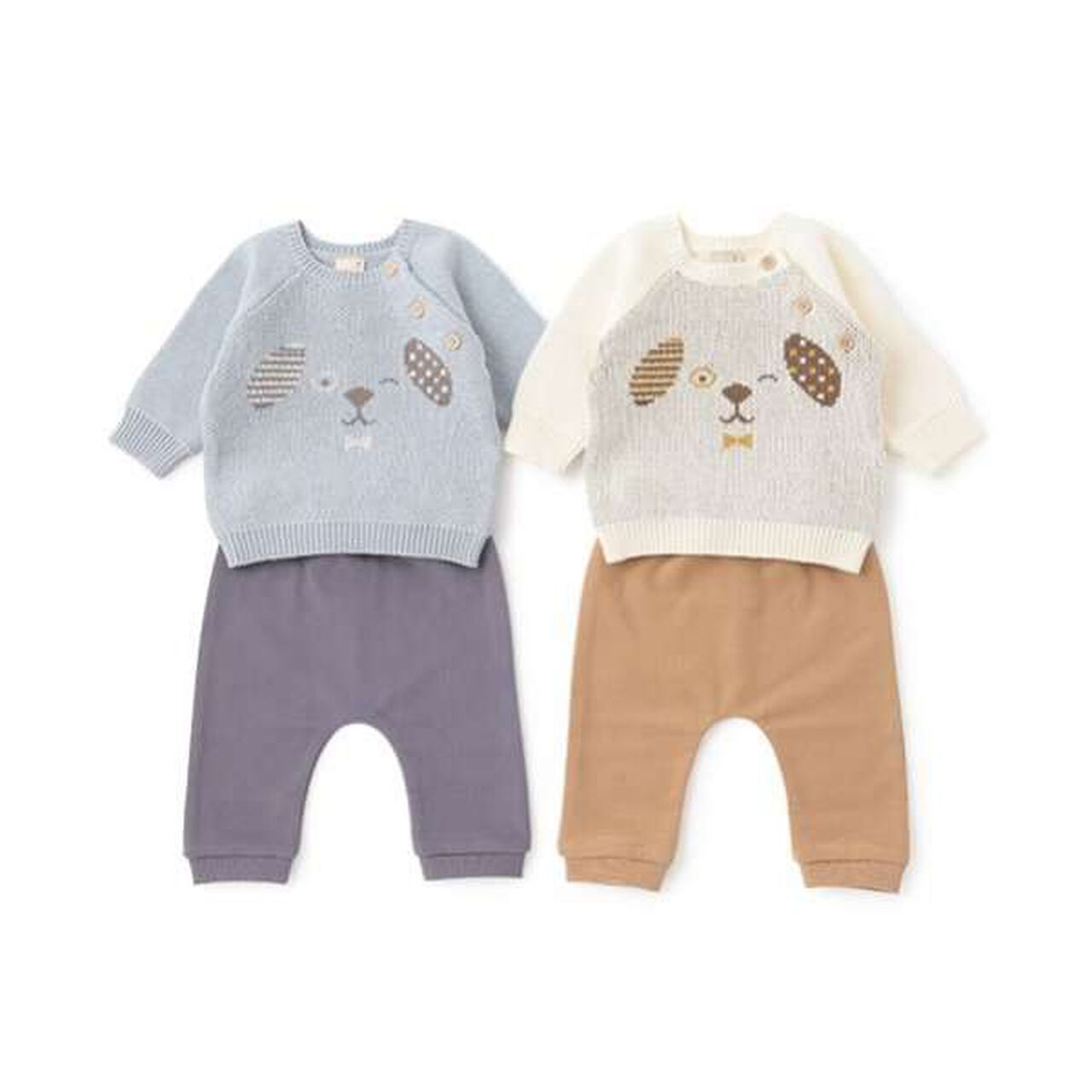 Dog Print Knit + Pants Set,Ivory, large image number 5