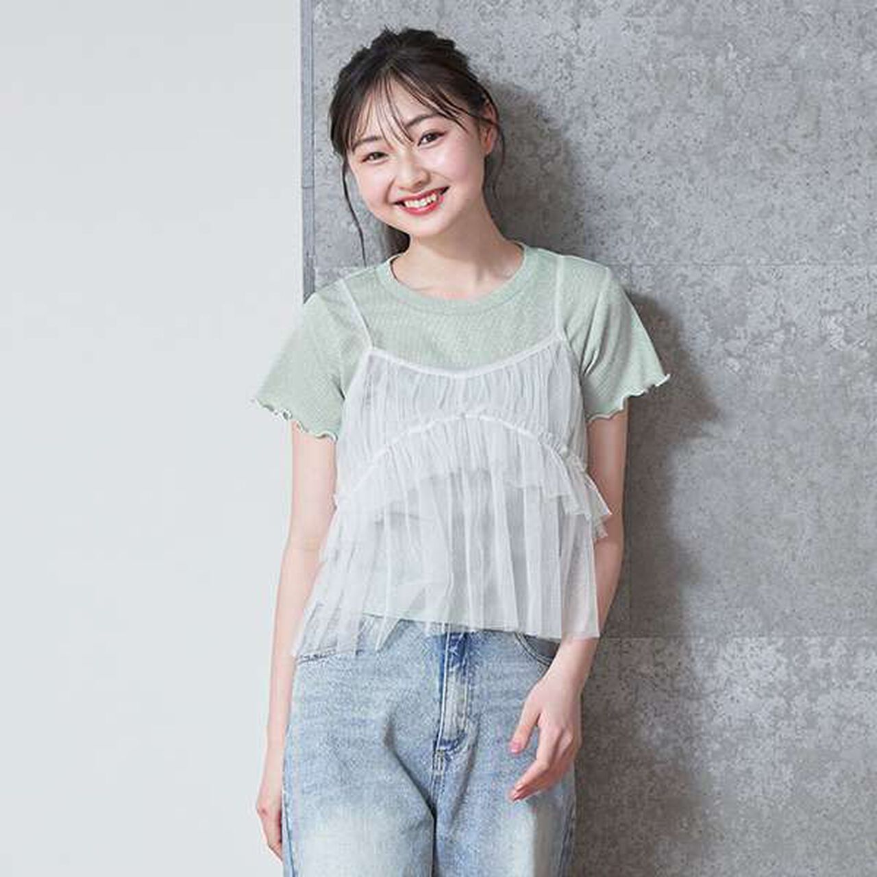 Glittery Layered Tulle Camisole,Pink, large image number 6