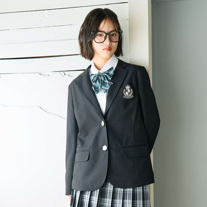 [Graduation Attire] Emblem Tailored Jacket,Black, medium image number 0