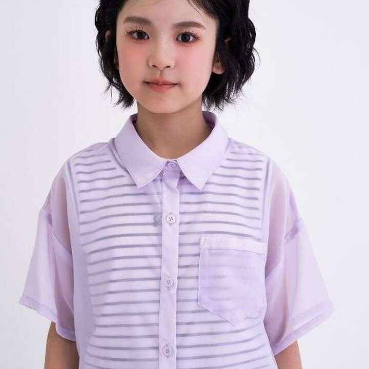 [3WAY] Short-Sleeve Sheer Shirt & Cool Sensation Tank Set,Lavender, medium image number 12