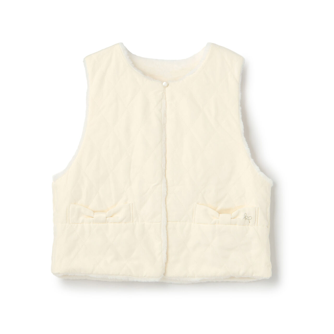 [Reversible] Faux Fur & Quilted Vest,Off white, large image number 3