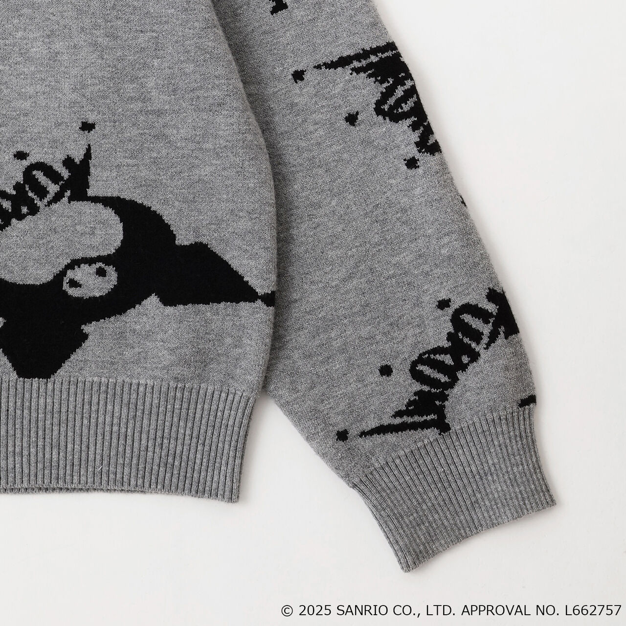 My Melody / Kuromi All-Over Pattern Jacquard Pullover & Lace Collar Set,Black, large image number 5