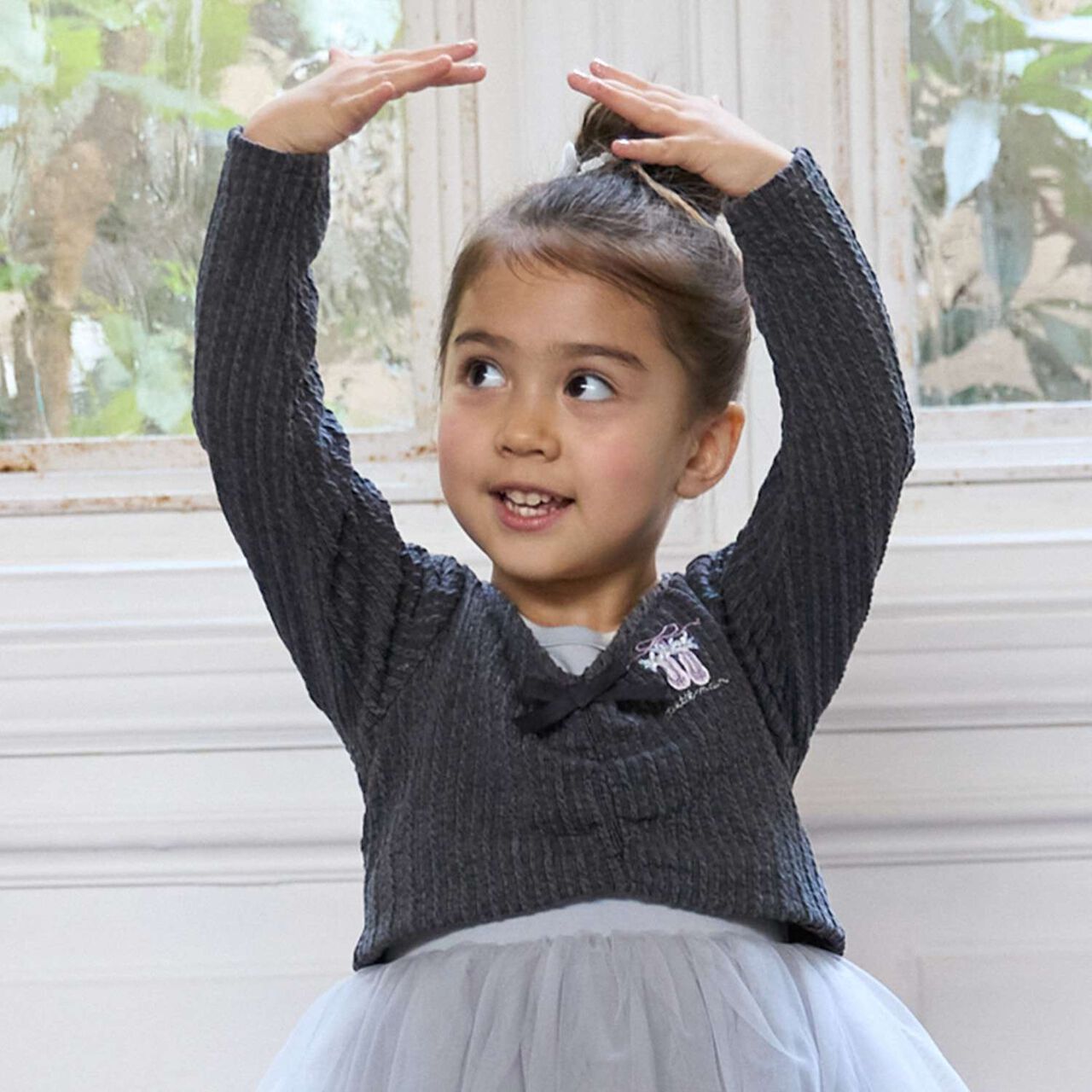 Ballet Jacquard Top,Charcoal gray, large image number 6