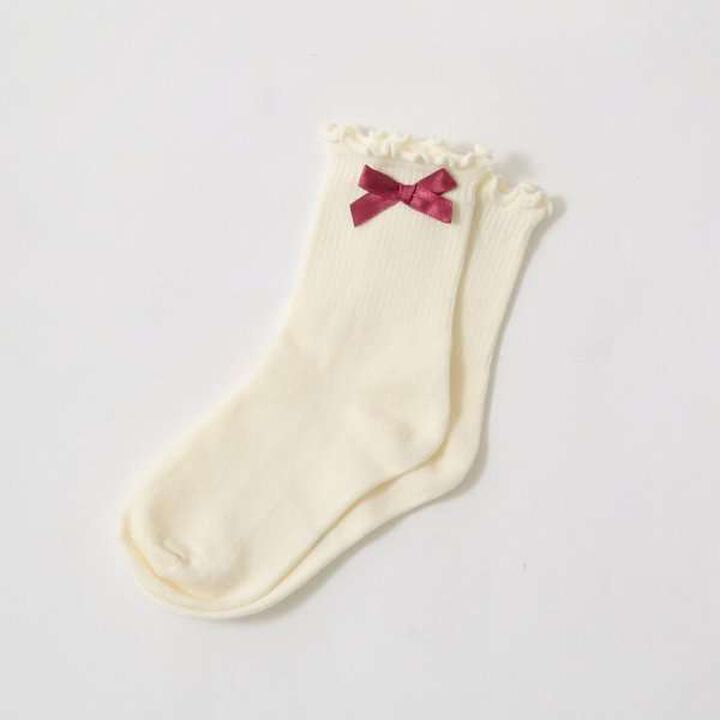 Ribbon-Trimmed Melody Crew Socks,Black, medium image number 3