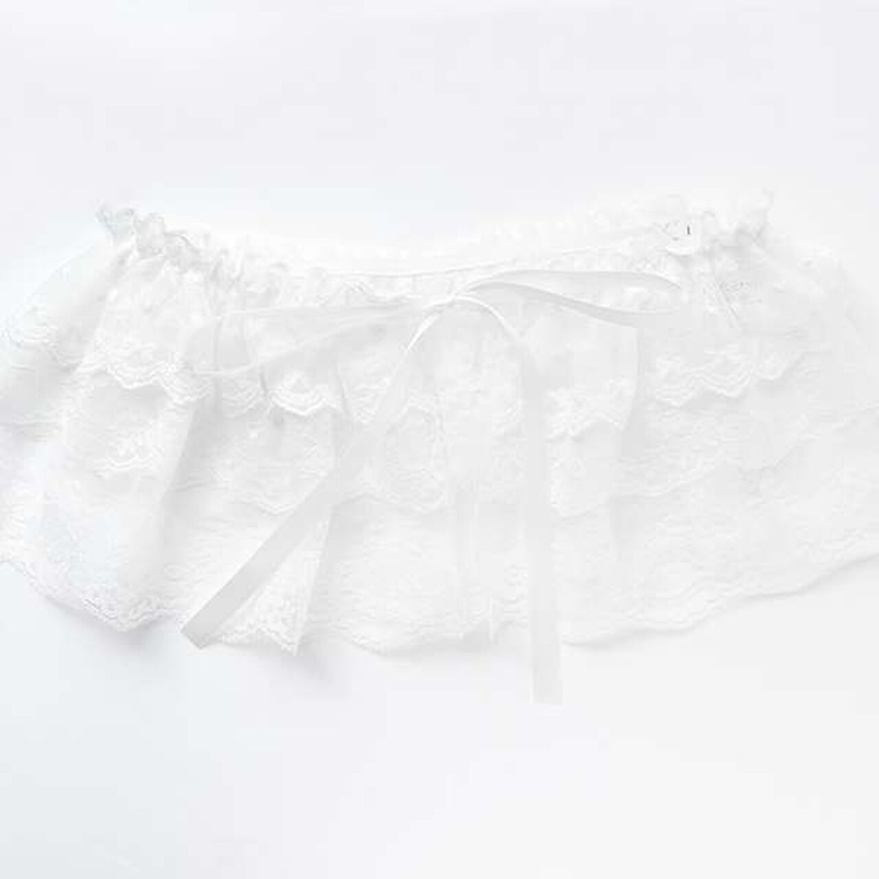 [Cuugal August Issue] Lace Mini Wrap Skirt,Off white, large image number 4