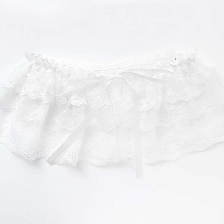 [Cuugal August Issue] Lace Mini Wrap Skirt,Off white, medium image number 4