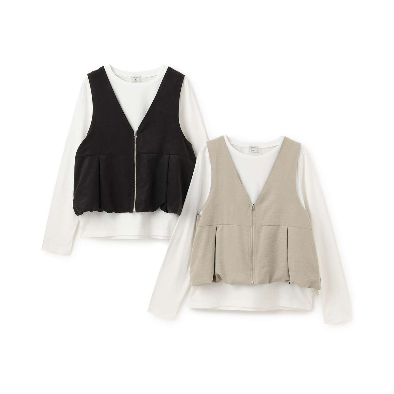 [AMI] Balloon Vest × Long Sleeve T-Shirt Set,Beige, large image number 10