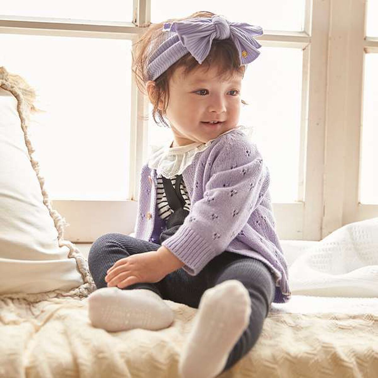 Needle Punch Cardigan,Ivory, large image number 1