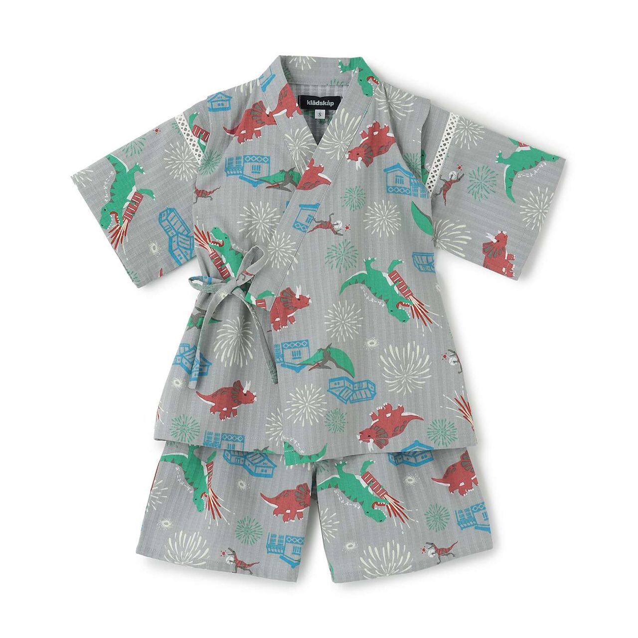Dinosaur Print Jinbei,Gray, large image number 0
